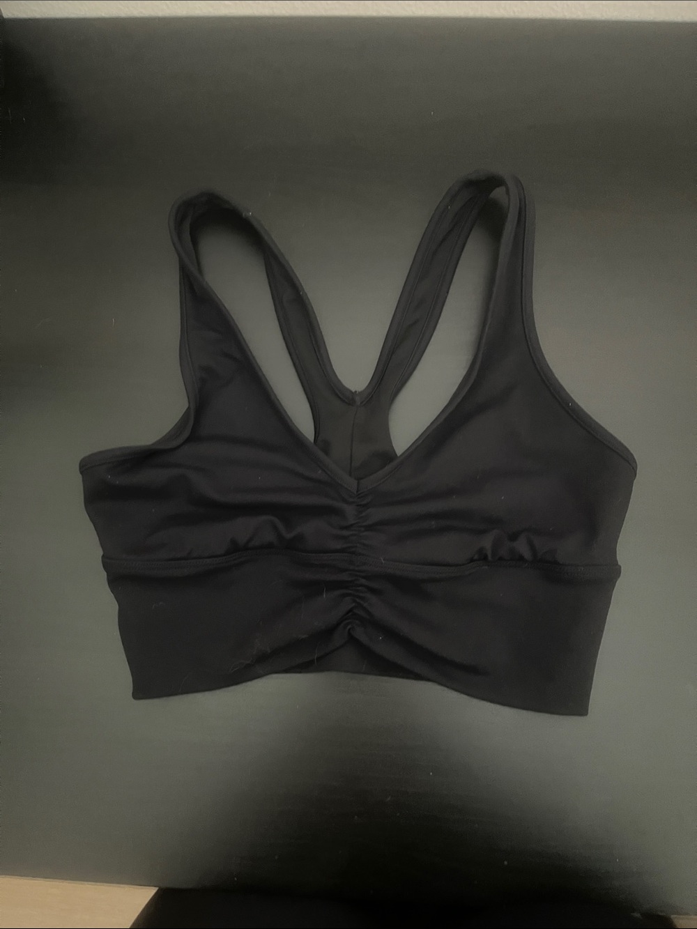 ALO Yoga Black Racerback Ruched Sports Bralette